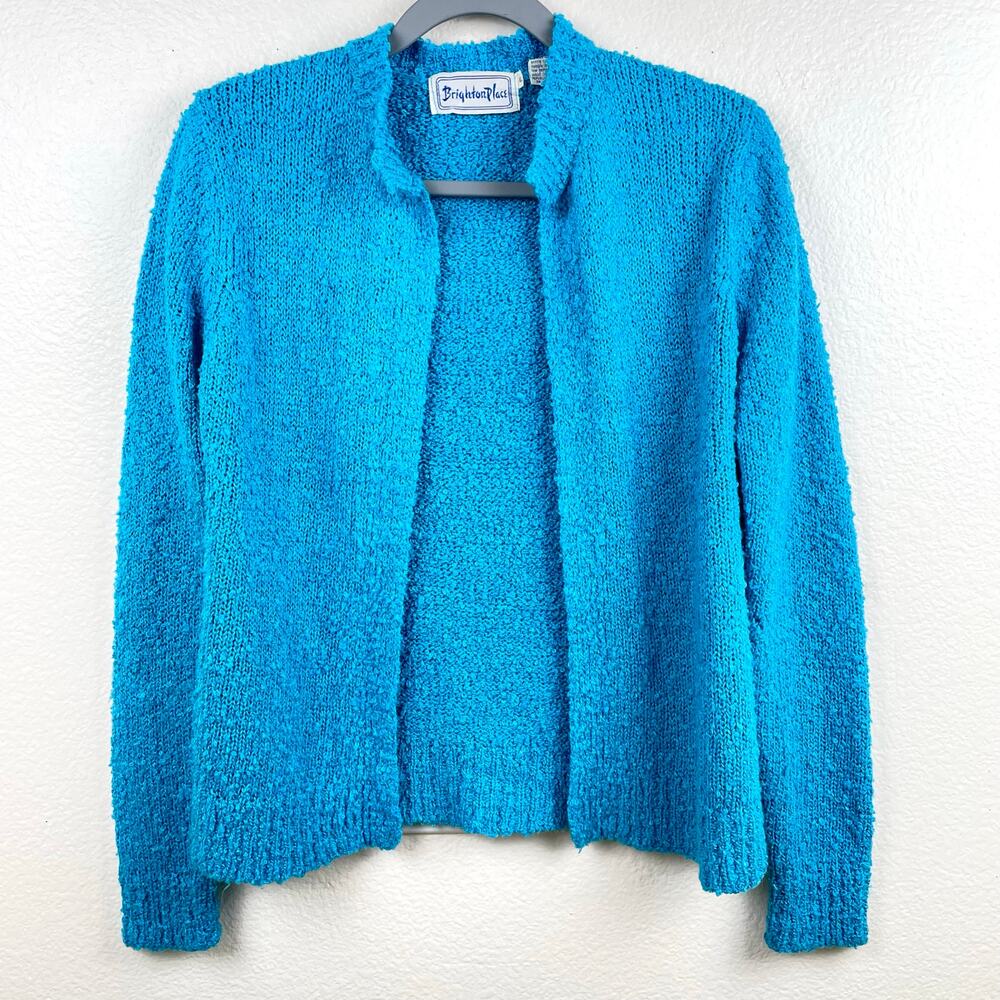 Vintage 70s Womens Cardigan Sz S/M Teal Cottage Indie Grunge Hipster Retro Twee